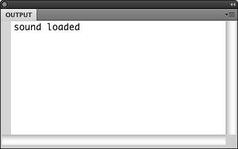 The Output panel displaying the trace once the sound loads