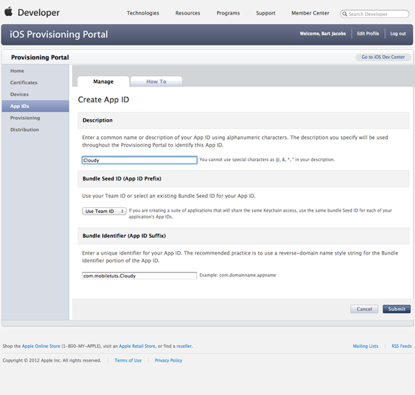 Working with iCloud: Creating an App ID - Figure 4