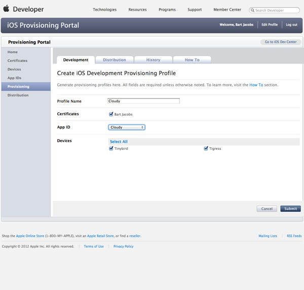 Working with iCloud: Creating a Provisioning Profile 1 - Figure 7