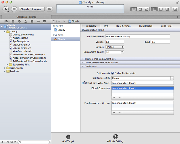 Working with iCloud: Configuring Entitlements - Figure 3